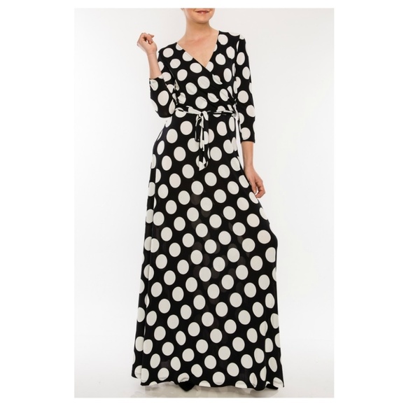 Janette fashion Dresses & Skirts - BLACK AND WHITE POLKA DOT MAXI DRESS